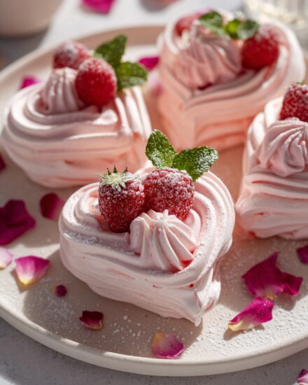 Rose Kissed Pavlova Hearts