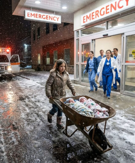 “My mom hasn’t woken up in three days.” At just seven years old, she pushed a wheelbarrow for miles to save her newborn twin brothers. What followed stunned the entire hospital.