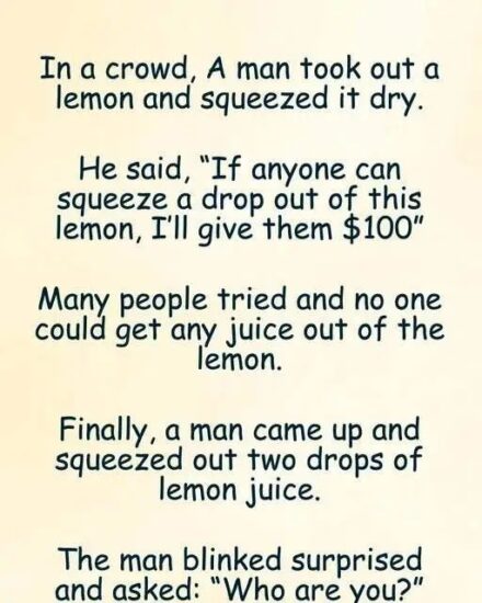 A man took out a lemon and squeezed it dry in a crowd