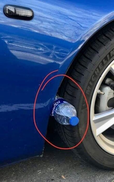 If You See a Plastic Bottle on Your Tire, Pay Close Attention