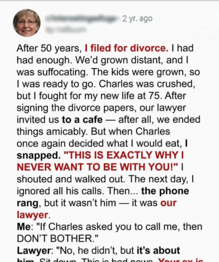 A Divorce After 50 Years That She Soon Regretted