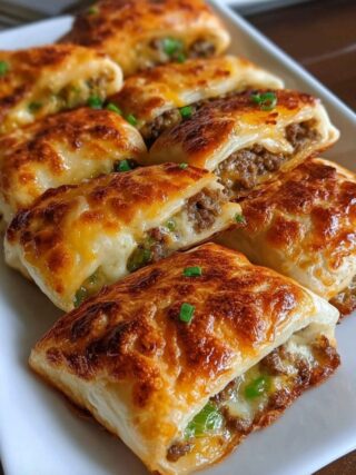 Cheesy Beef Puff Pastry Pockets