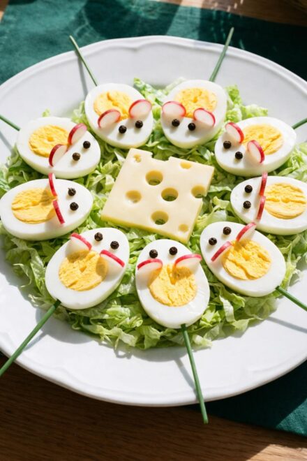 Deviled Egg Mice Snack
