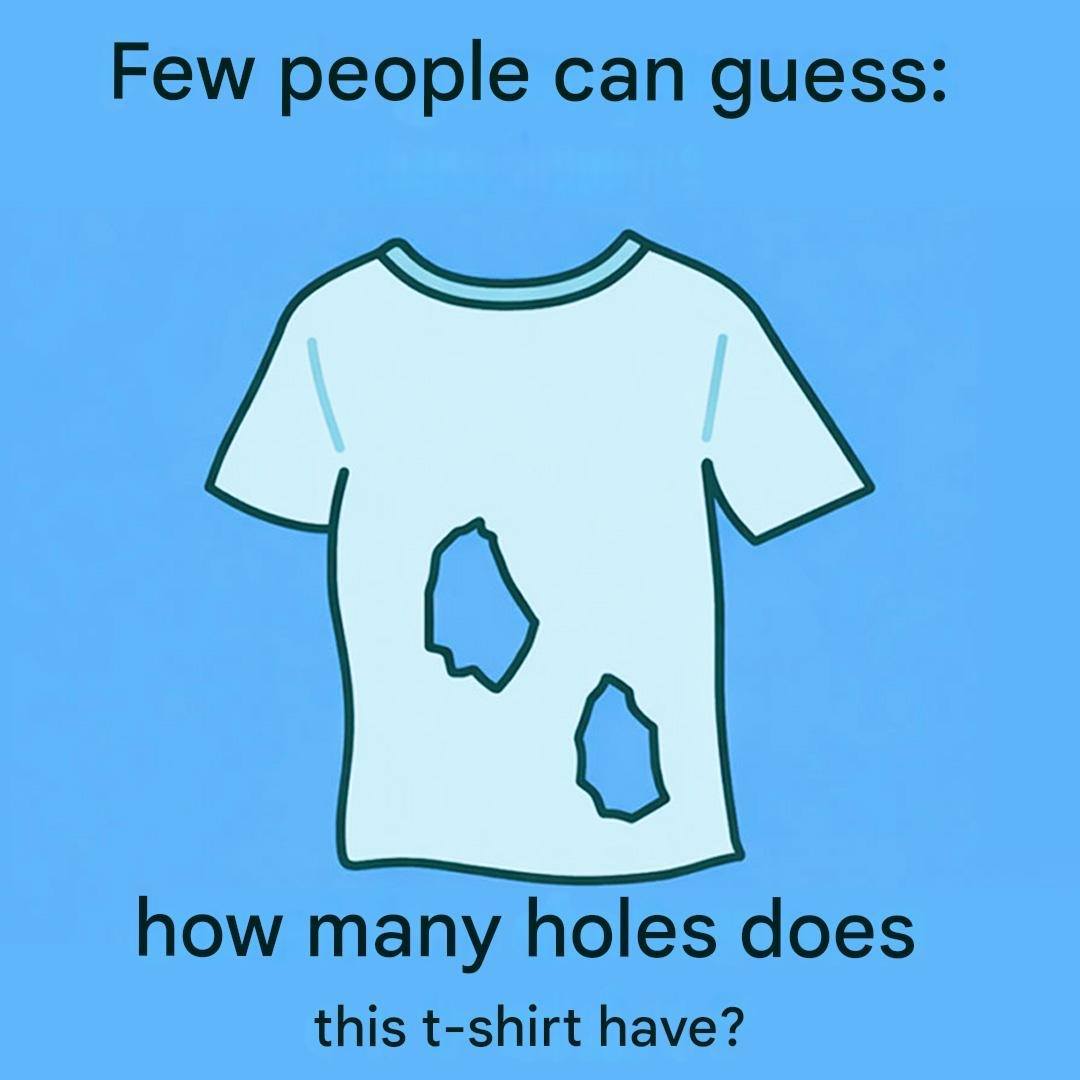 How many holes does this t-shirt have? Only one in seven people gets the answer right.