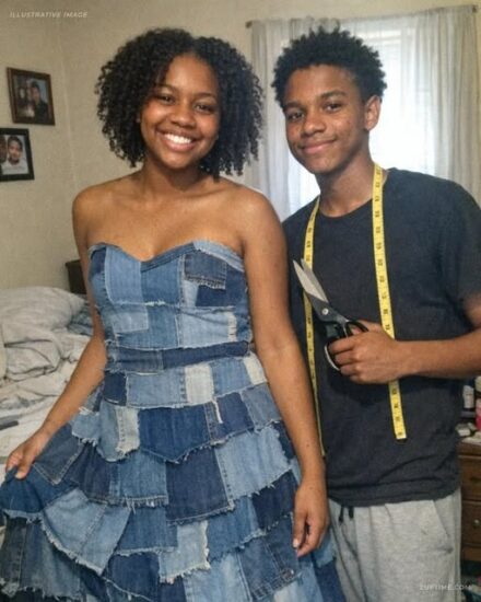 My Stepmom Laughed at the Prom Dress My Brother Sewed From Our Late Mom’s Jeans — By the End of the Night, the Whole School Knew the Truth