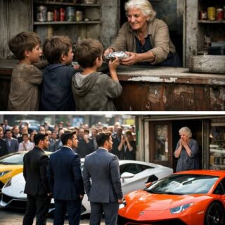 “A Poor Elderly Woman Fed Homeless Triplets — Years Later, 3 Lamborghinis Stopped at Her Little Sho…