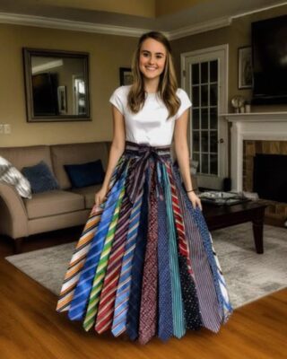 My stepmom RUINED the skirt I made from my late dad’s ties to honor him during my prom. ______ When my dad died, I was left with my stepmother, Carla — who didn’t shed a single tear. At the funeral, while I could barely stand, she leaned over and hissed, “You’re embarrassing yourself. Stop crying — he’s gone.” Two weeks later, she cleaned out dad’s closet, tossing his favorite collection of ties into a trash bag. “They’re not junk. They’re his,” I begged. She rolled her eyes. “HE’S NOT COMING BACK FOR THEM. GROW UP.” I saved them when she wasn’t looking. Each still smelled faintly like my dad’s cologne. Prom was coming up. I didn’t want to go, but I knew Dad would’ve wanted me to. So I decided to honor him and stitched those ties into a skirt. Each pattern held a memory — his job interview, my recital, Christmas mornings. When I tried it on, I whispered, “He’d love this.” The night before prom, I hung it on my closet door. The next morning, I smelled Carla’s perfume in my room. The skirt was on the floor — RIPPED APART, ties scattered like bones. I screamed. Carla appeared, sipping coffee. “That thing was HIDEOUS anyway. DO NOT PRETEND TO BE A PATHETIC ORPHAN!” “You destroyed the last thing I had of Dad’s!” She smirked. “He’s DEAD, not magic. Get over it.” But karma was faster then I thought, as police lights flashed outside. A knock. Carla froze. The officer came in and looked at me. “You live here?” “Yes… why?” He turned to Carla. “We’re here for Mrs. Miller.