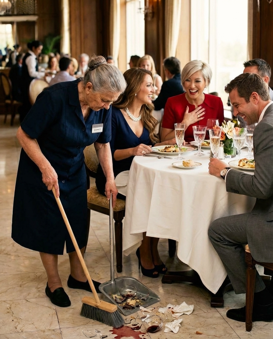 At Our Anniversary Dinner, Wealthy Guests Belittled an Older Cleaner, Then My Husband Calmly Stepped In!