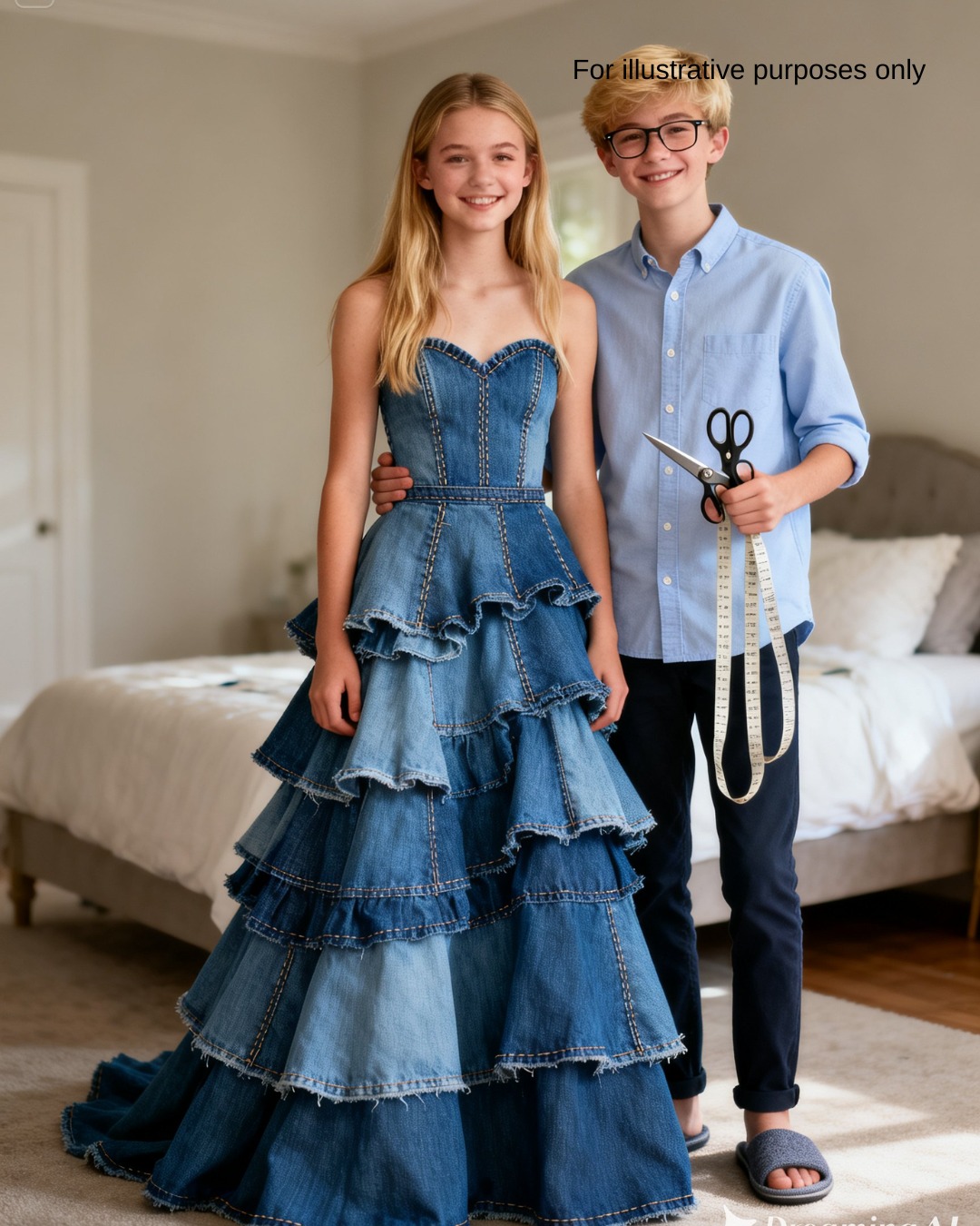 My Stepmom Refused to Give Me Money for a Prom Dress – My Brother Sewed One from Our Late Mom’s Jeans Collection, and What Happened Next Made Her Jaw Drop