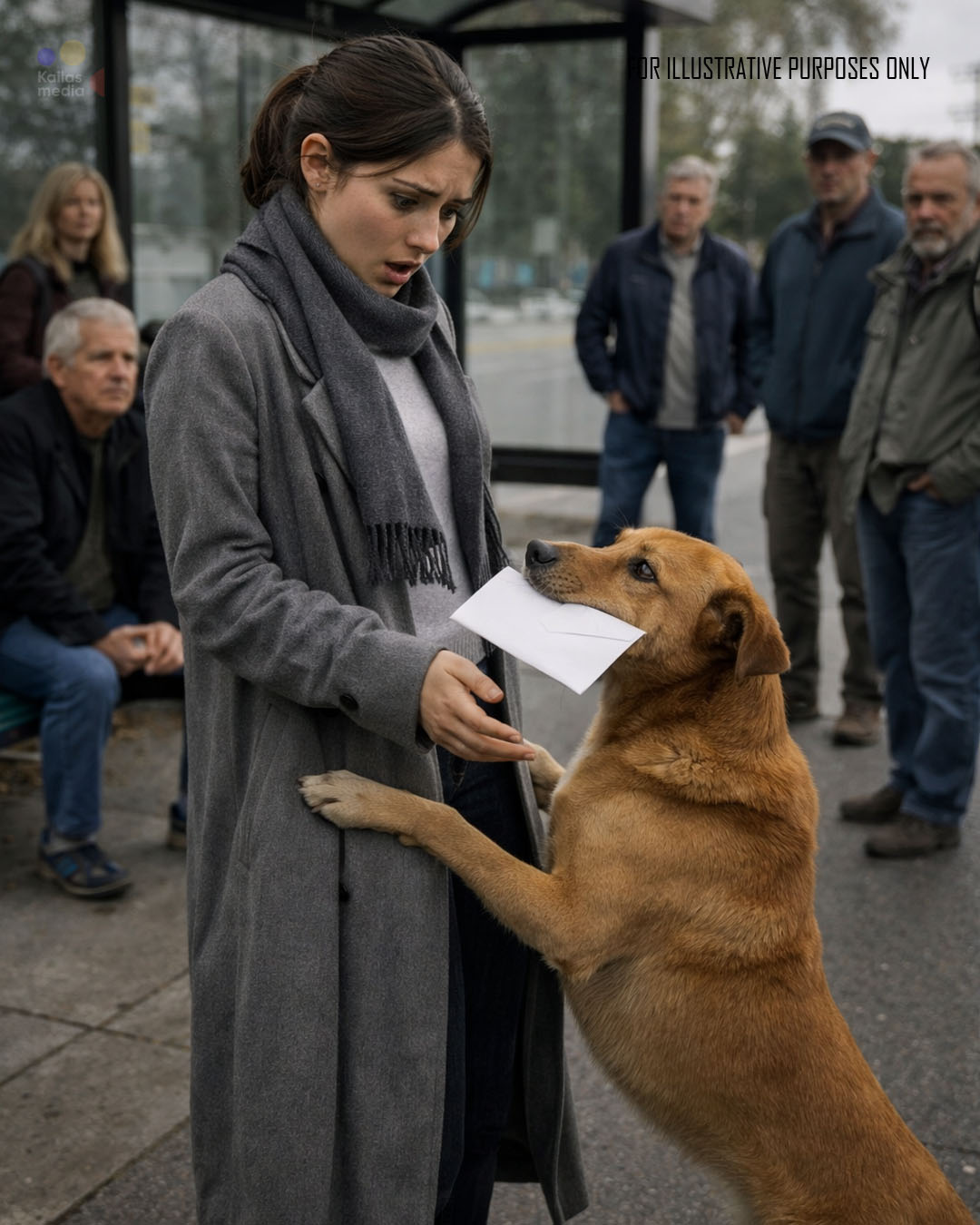 At the tram stop, a stray dog leaped onto a young woman and delivered a white envelope it had been holding in its mouth. When she opened it, she was totally shocked by what was inside.
