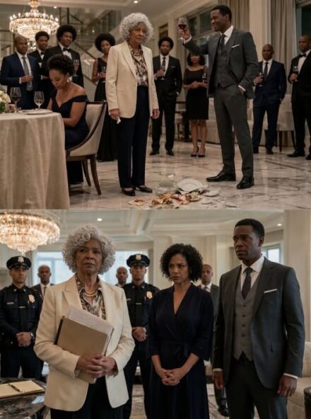 “If you want dinner, lick it off the floor!” My son-in-law mocked me after knocking my plate down, while making a toast at dinner. I stood up, adjusted my coat, and said three words that left him completely terrified!